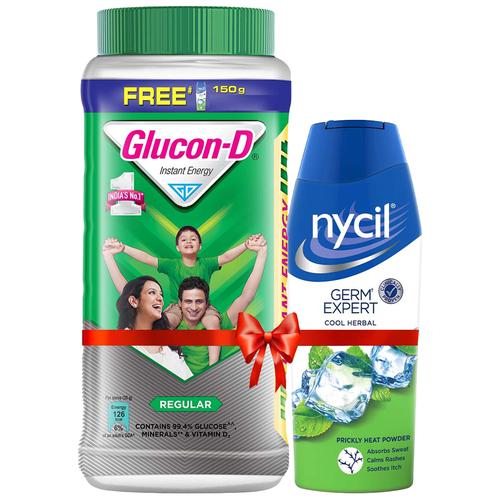 Glucon-D Energy Drink Regular 1 kg (Get Nycil Cool Power 150 g FREE)