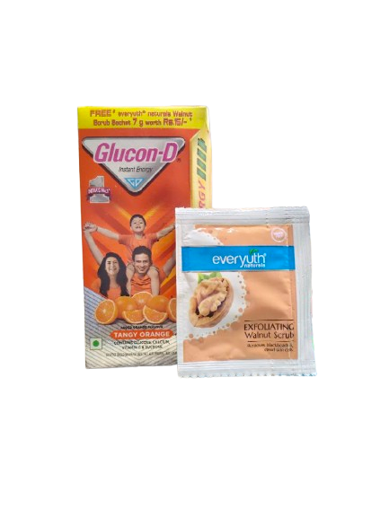 Glucon D Energy Drink Tangy Orange (Free Everyuth Scrub)